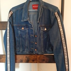 Guess Blue Denim Jacket with Branded Sleeves size XL